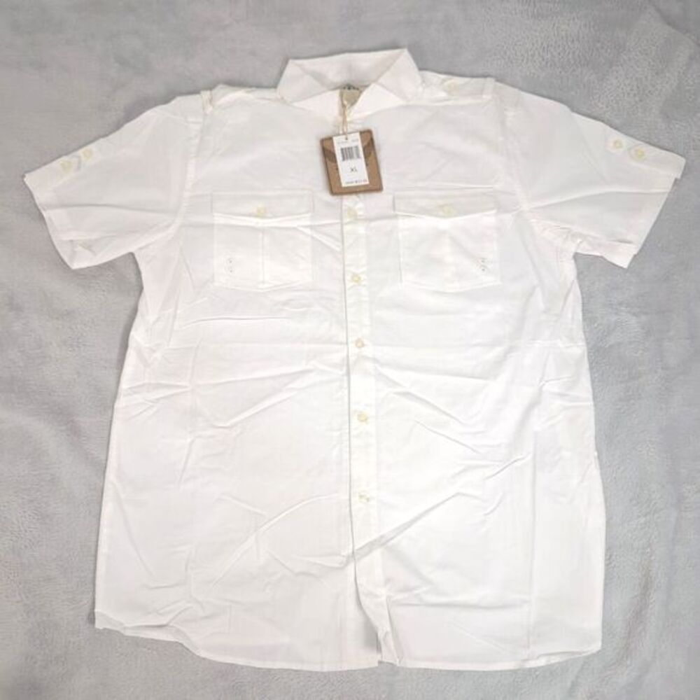 PJ Mark Shirt Mens XL‎ White Pocket Short Sleeve Button Up Formal Casual NEW